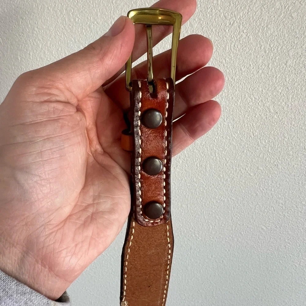 VTG TEX TAN GENUINE COWHIDE COWBOY BELT SIZE 36 BROWN LEATHER Made In The USA